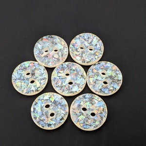 7x / 14x small plastic buttons - clear with glitter - 12 mm - buttons