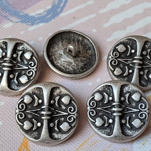 5x great buttons - old silver / larp / costume - metal - 26 mm - buttons