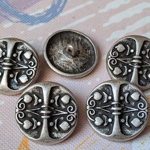 5x great buttons - old silver / larp / costume - metal - 26 mm - buttons