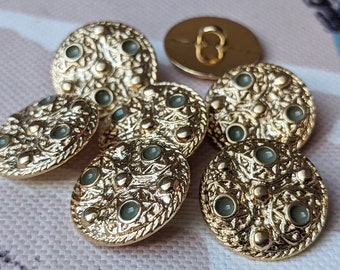 elegant metal buttons - gold / olive or green - 15 mm, 18 mm