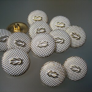 elegante Metall-Knöpfe - Weiß mit Gold - 18mm - Buttons