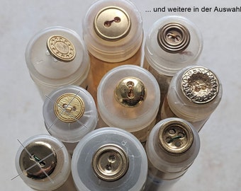 10x small gold buttons each, gold-colored buttons - 12 mm to 15 mm to choose from