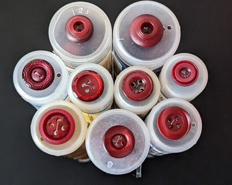 10x pretty, small plastic buttons each - wine red - 11.5 mm - 15 mm to choose from - buttons