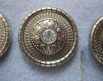 6x buttons-Pattern with rhinestone Silver 23 mm