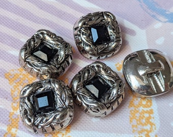 5x noble buttons - with black rhinestone - 23 mm - buttons - larp