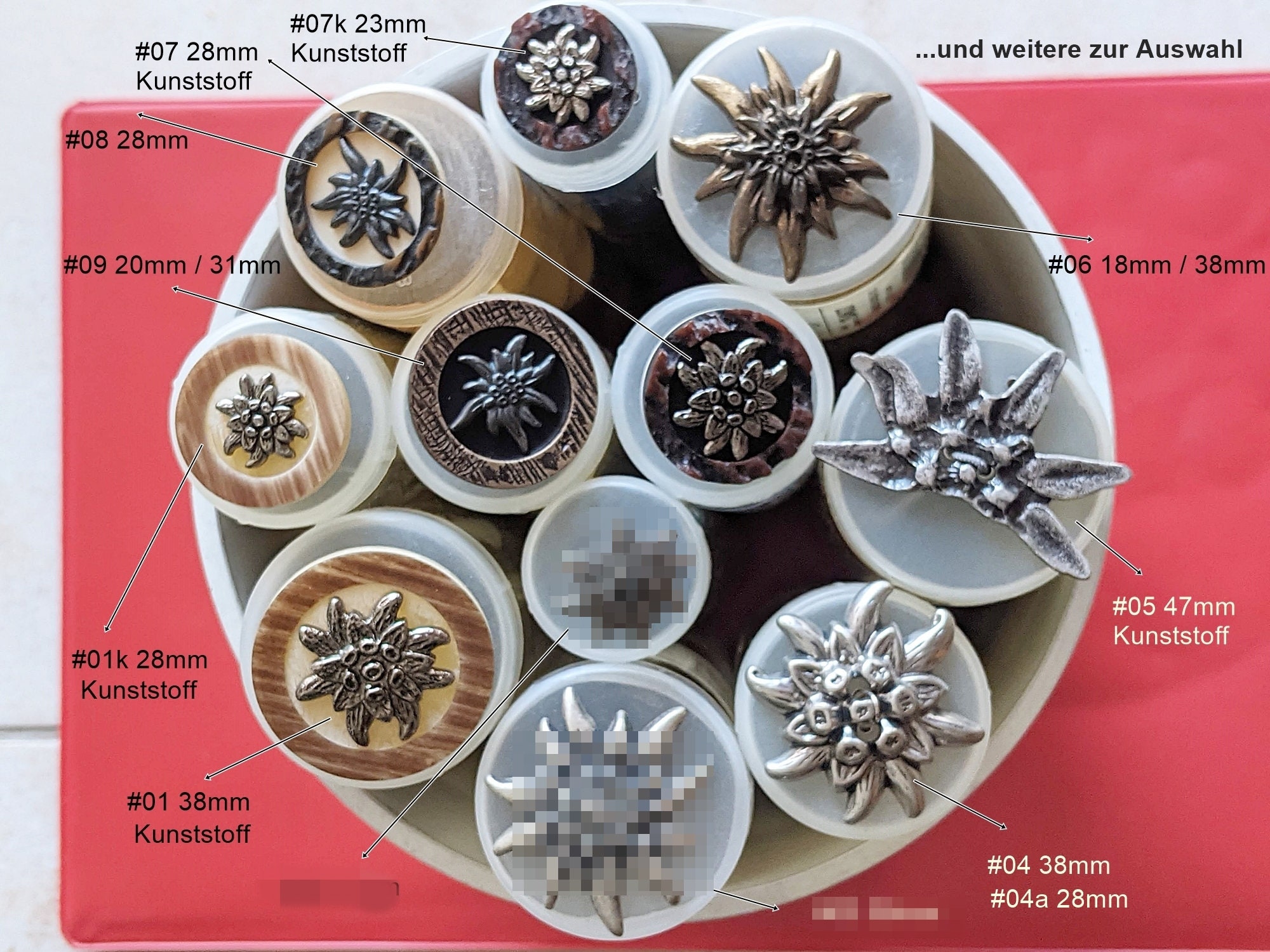 Alpenflüstern Blusen-Brosche Edelweiss & Herzen | Antik-silberfarben | Trachten-Accessoire