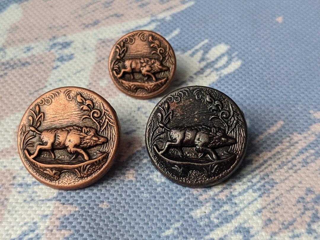 Hunter Buttons / Traditional Costume Buttons Wild Boar Metal 15 Mm / 20 ...