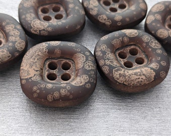 6x bouton/boutons marron - "nature" - 17 mm, 22 mm ou 27 mm - plastique - boutons