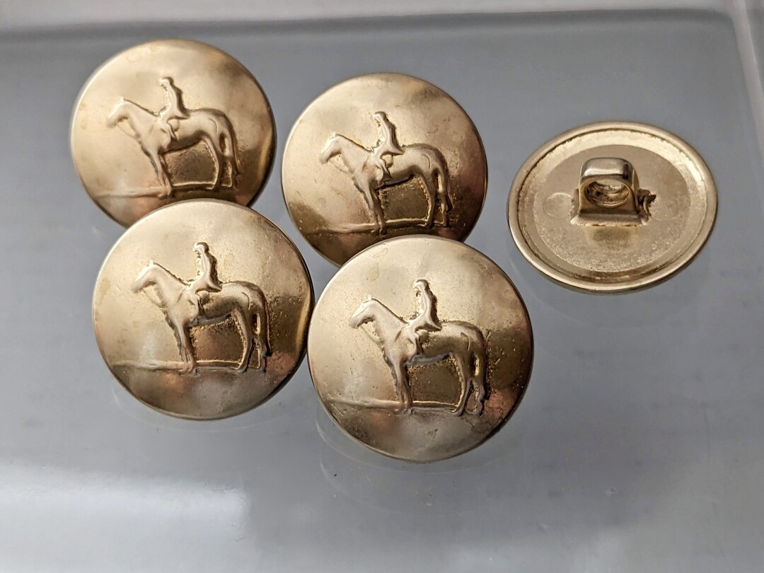 5x Metal Button With Rider / Horse Shank Button Matt Gold 20 Etsy