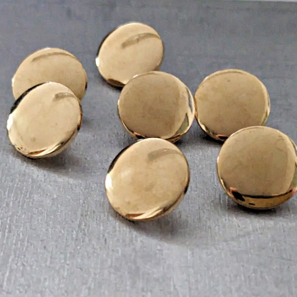 7x boutons en plastique doré brillant 14 mm - avec œillet - boutons