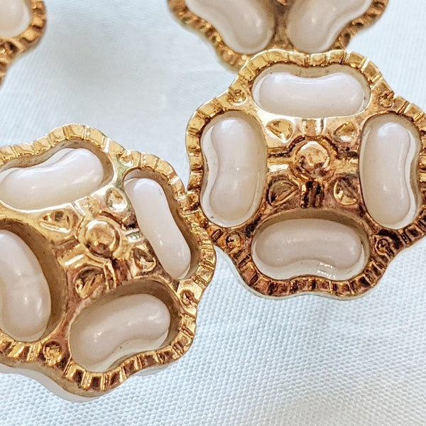 7x Buttons White/Gold - Flower - 17 mm - Trachtenknöpfe - Buttons