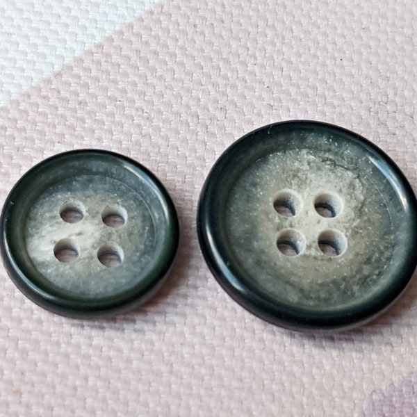 real horn buttons - gray / blue marbled - 14 mm or 18 mm - buttons