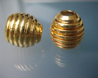 2x Kordelenden - Zierteile - Kordelstopper - Gold veredelt - Metall - 13mm