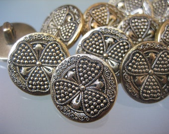 12x traditional buttons - old gold - "bow" - 15 mm