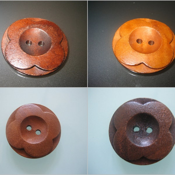 large wooden button / wooden buttons - flower - brown tones - 28 mm / 38 mm to choose from