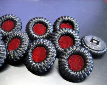 10x Beautiful Posamentenknopf-black/red-19 mm