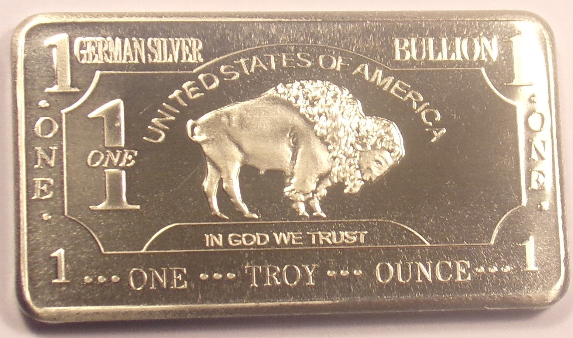 One Troy Ounce German Silver Buffalo Collector Bar