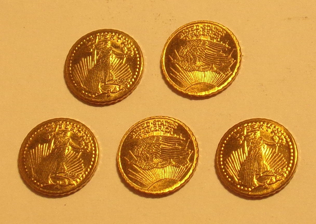 5 1907 Mini Twenty Dollar Replica of Gold St. Gaudens Coins Etsy