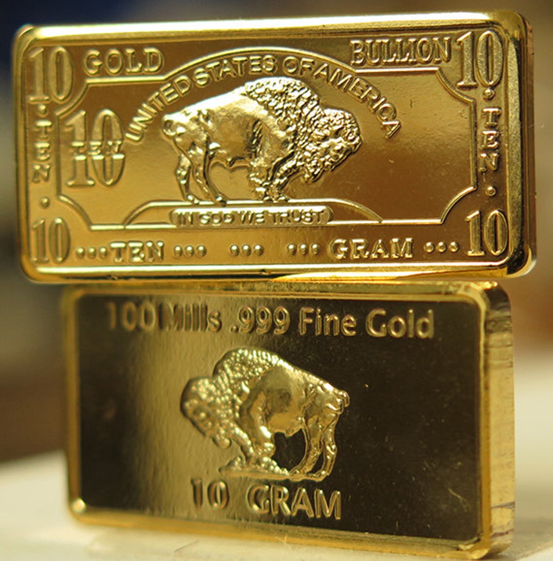 1 Ten Gram 100 Mills .999 Gold Buffalo Bullion Bar Etsy