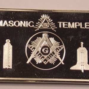 1 oz One Ounce 100 Mills  .999 Fine Silver  Masonic Temple Bar Ships From Ohio