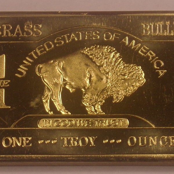 One Troy Ounce Brass Bullion Buffalo Bar