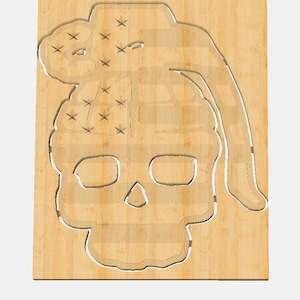 Skull Grenade American Flag Template CNC .c2d Downloadable File