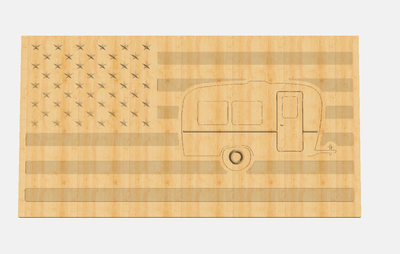 Camper American Flag Template CNC .c2d Downloadable File