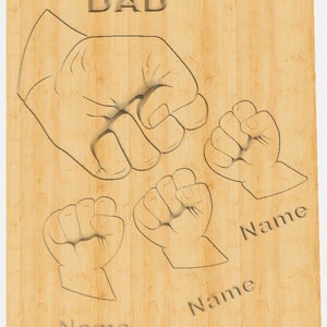 Dad Fist Bump Family Sign, CNC Template, CNC .c2d, CNC Downloadable File, Carbide Create Cut File for CNCs, Editable File