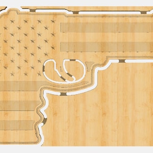 Gun American Flag Cutout Template CNC .c2d Downloadable File