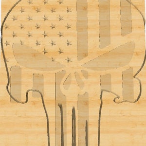 Punisher Skull Flag Design For Wood CNC .c2d Downloadable File