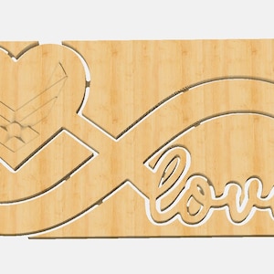 Plantilla CNC Infinity Love Sign, archivo descargable .c2d para el software Carbide Create, archivo de corte CNC