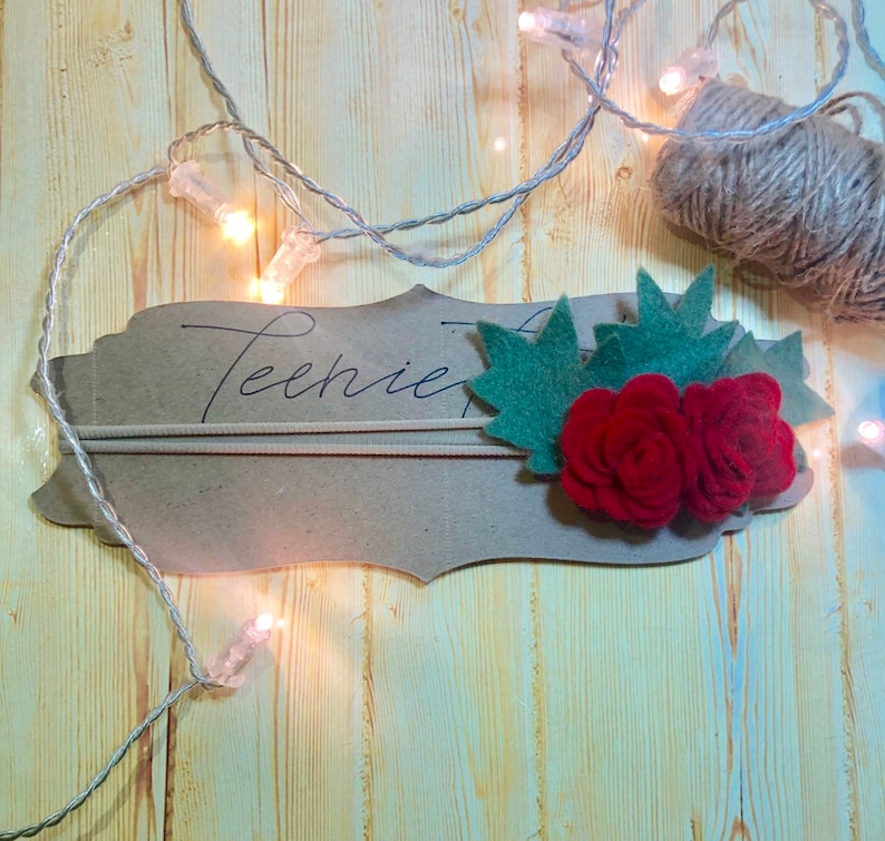 holly Floral headband nylon headband christmas felt flowers red felt