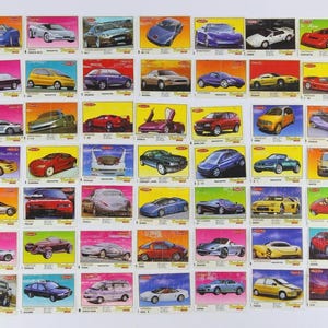 Vintage Turbo Gum Car Cards by Kent Gida – 63 Piece Sport & Classic Cars Bubble Gum Inserts 1990s