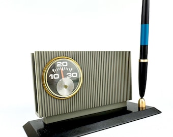 Soviet Vintage Thermometer with Pen Holder Desk Set 1980s USSR Decor