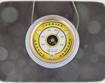 Barómetro de pared redondo soviético vintage, indicador meteorológico colgante, URSS, década de 1980, decoración retro.