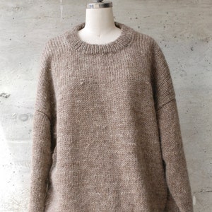 beige pure wool handmade pullover sweater / handmade in New Zealand / medium gauge sweater