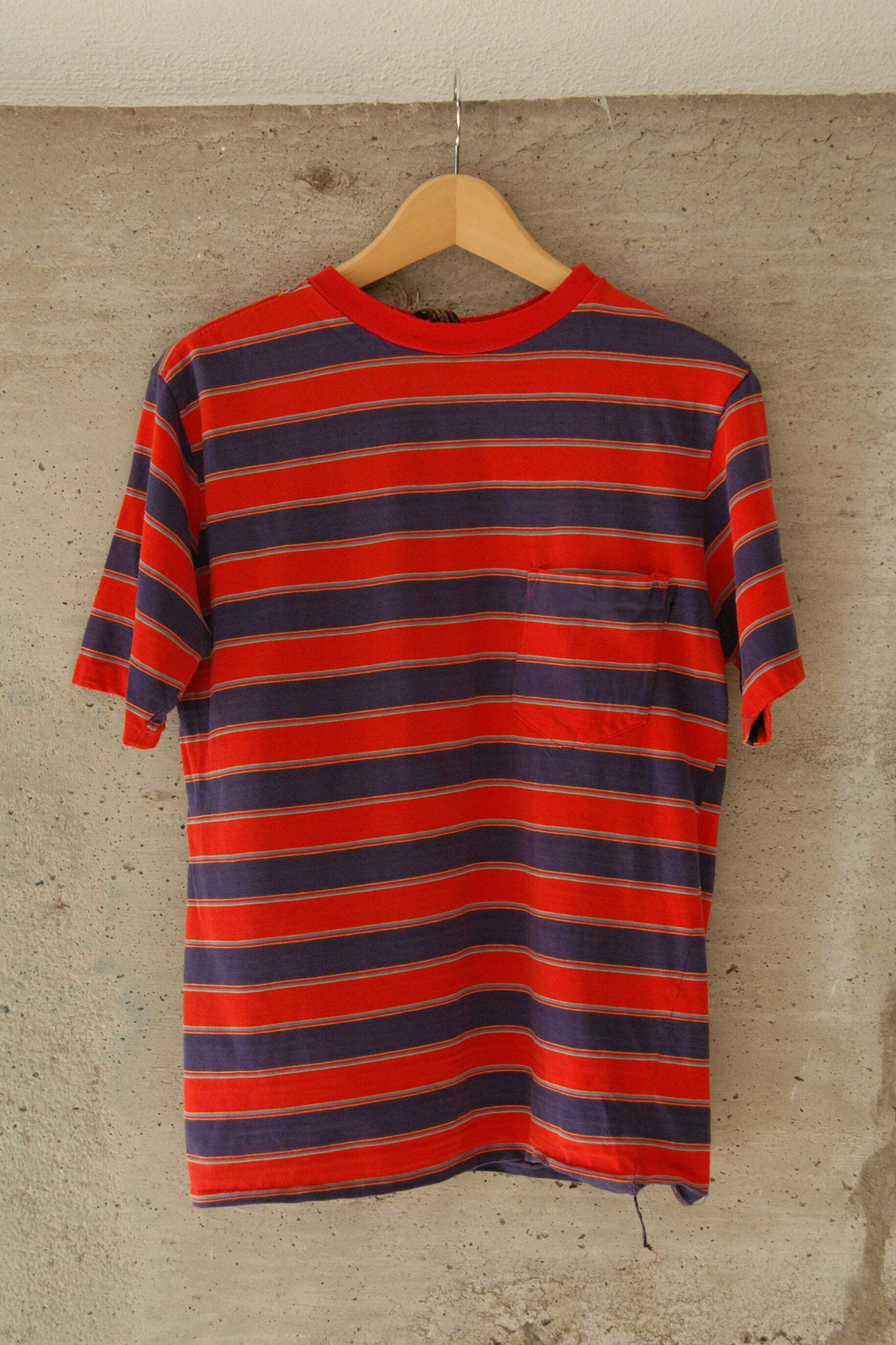 Vintage Multi-color Border Pocket Tee - Etsy