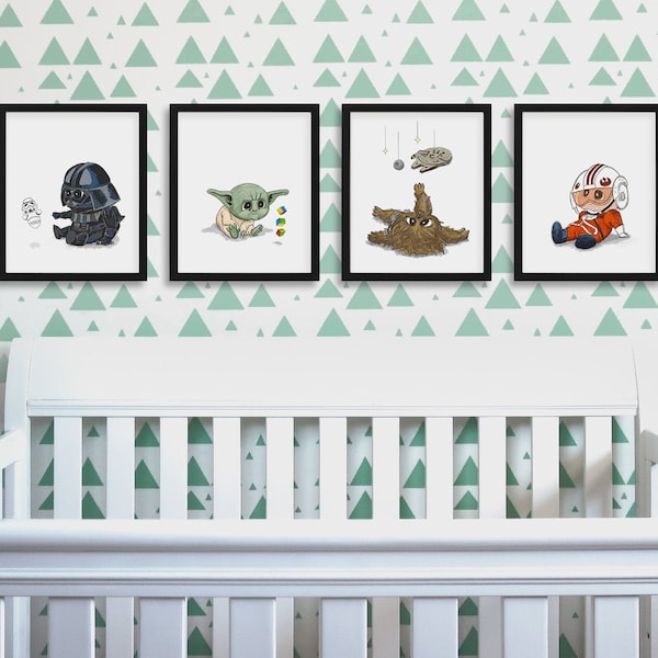 Spa Wars Nursery Wall Art PRINT SET of 4, Kids Decor, Nursery Art Print Set, Baby Shower Gift Idea