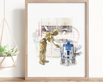 Impresión artística de la oficina de Star Wars: parodia de «La sala de copias de droides»