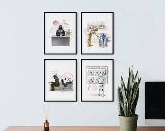 Spa Wars OFFICE Art PRINT SET of 4, Funny Office Art, Home Office Decor, Funny Gift for Boss, Funny Gift for Coworker