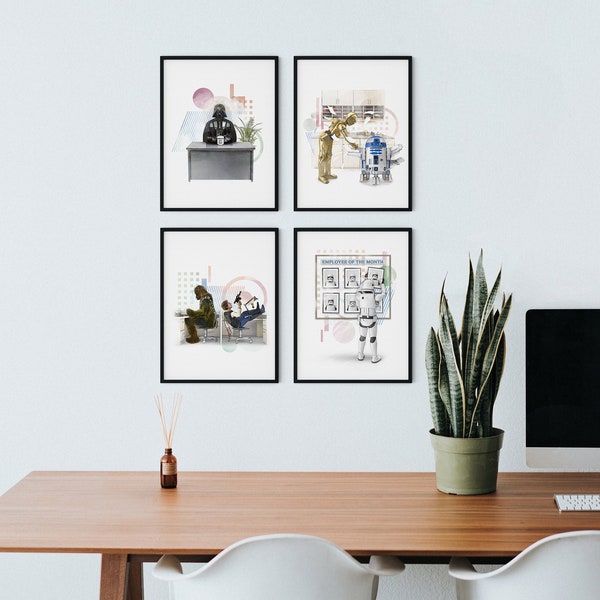 Spa Wars OFFICE Art PRINT SET van 4, Funny Office Art, Home Office Decor, grappig cadeau voor baas, grappig cadeau voor collega