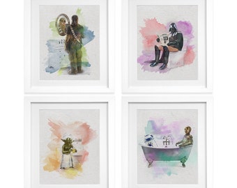 star wars bathroom wall art star wars decor print set pick 4 yoda darth vader storm trooper chewbacca c3po r2d2 princess leia - Star Wars Bathroom star wars bathroom wall art star wars decor print set pick 4 yoda darth vader storm trooper chewbacca c3po r2d2 princess leia - Star Wars Bathroom