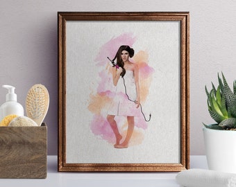 Spa Wars BATHROOM, LEIA Curls Her Hair, Girls Bathroom Wall Art Decor, Funny Kids Bathroom Decor