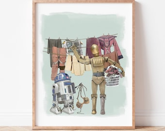 Arte de lavandería de Star Wars, esta no es la tarea que buscas, decoración de lavandería, impresión artística de lavandería, arte de lavandería de droides