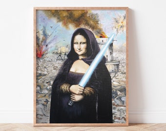 Impresión artística de Jedi Lisa: parodia de la Mona Lisa de Star Wars