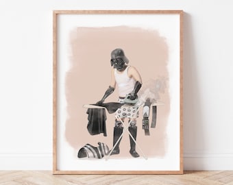 Arte divertido para la lavandería, Darth Vader: El Hierro Contraataca, Decoración para la lavandería, Lámina artística para la lavandería, Arte único, divertido y peculiar para la lavandería.