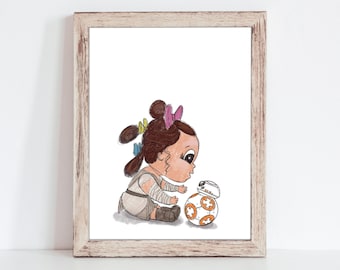 Baby Rey Star Wars Nursery Art Print