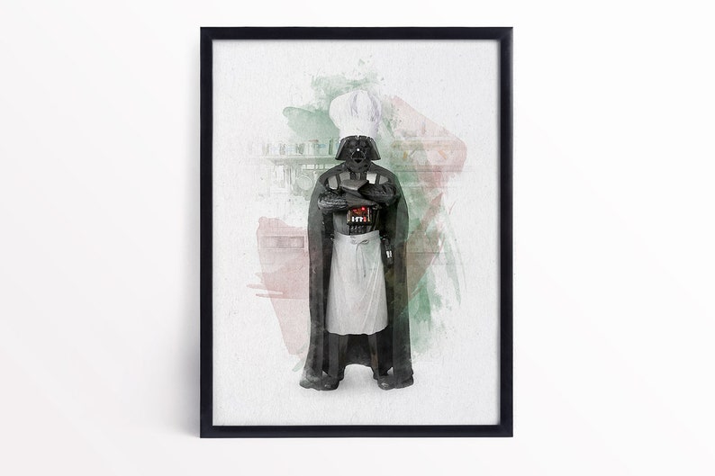 Spa Wars Kitchen Art Print Chef Darth Gift For Chef Star Etsy