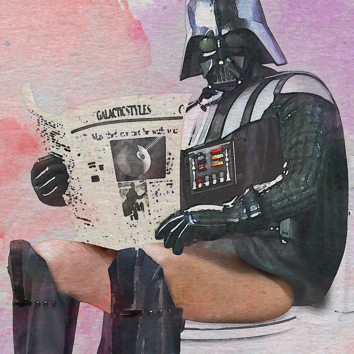 Spa Wars BATHROOM Art VADER on Toilet Spa Wars Bathroom Etsy