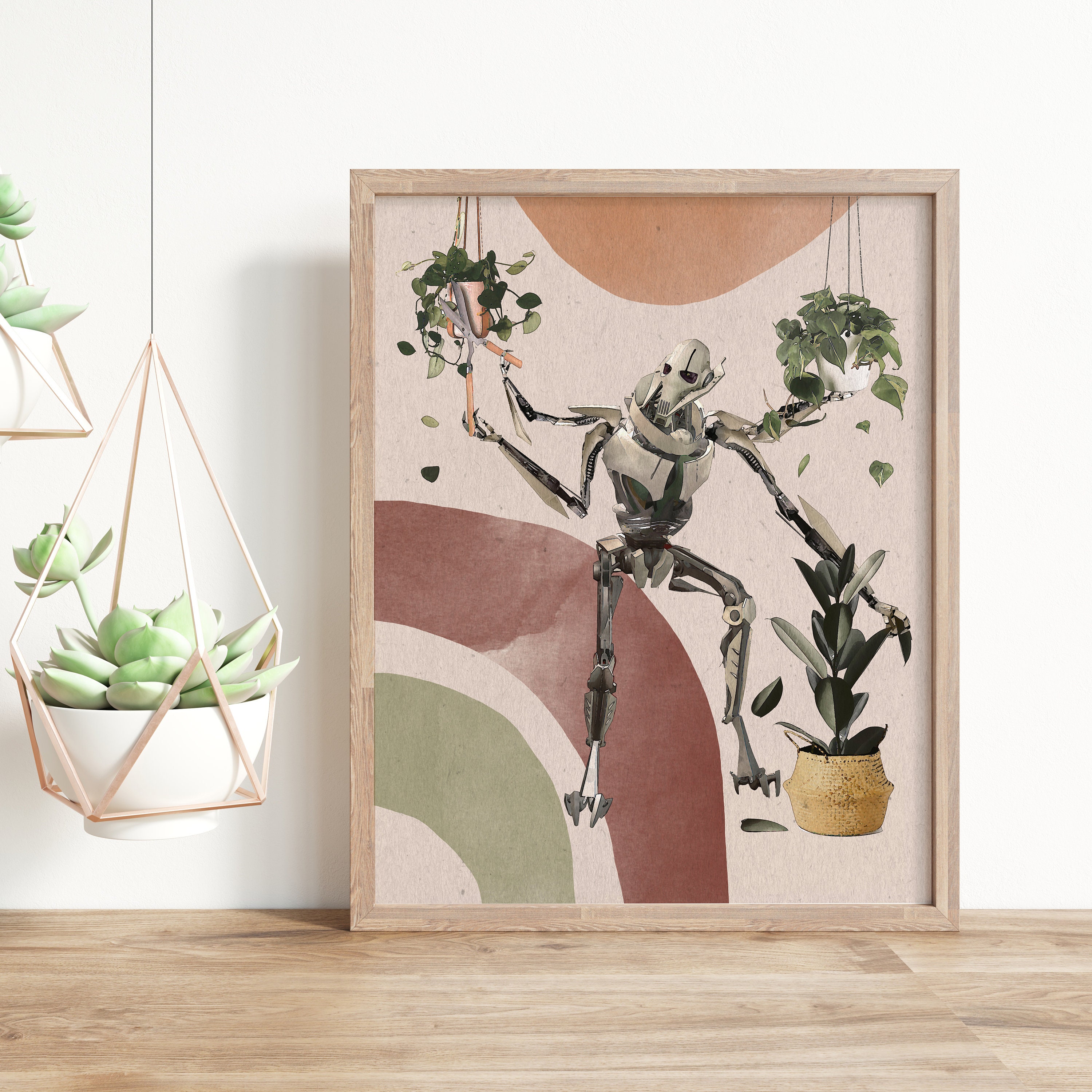 General Grievous Art, BOHO Star Wars Art Print, Star Wars Gift, The Boho Bad Boys Set, Boho Plants Art